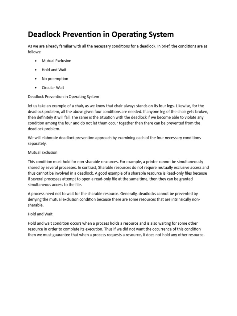 Deadlock Prevention Strategies in OS | PDF | Computer Engineering ...