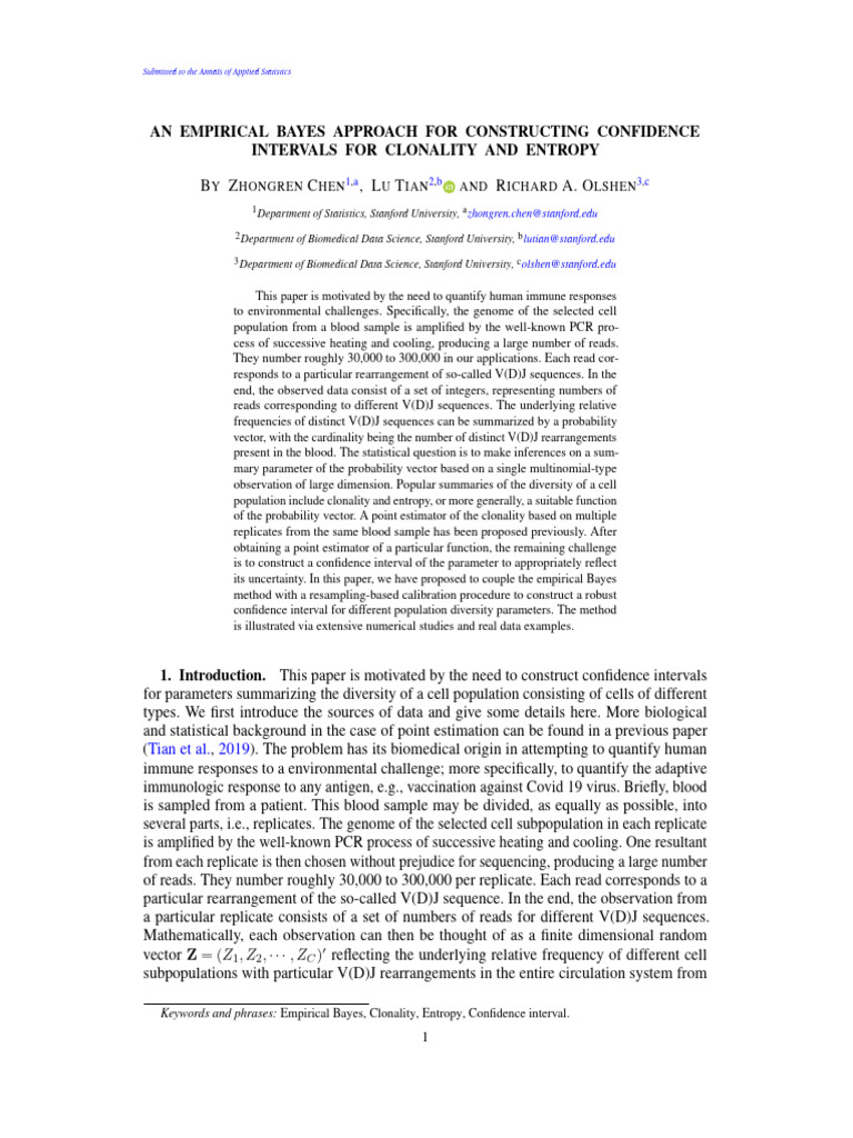 Confidence Intervals for Clonality Estimation | PDF | Confidence ...