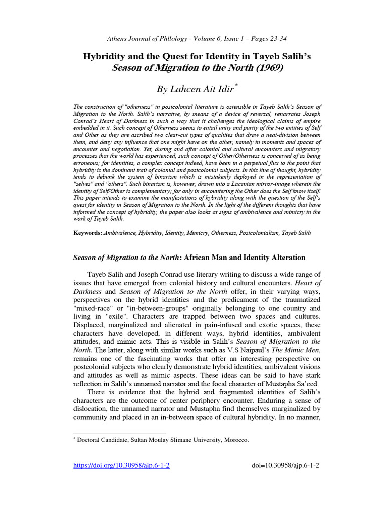 Hybridity and The Quest For Identity in | PDF | Postcolonialism