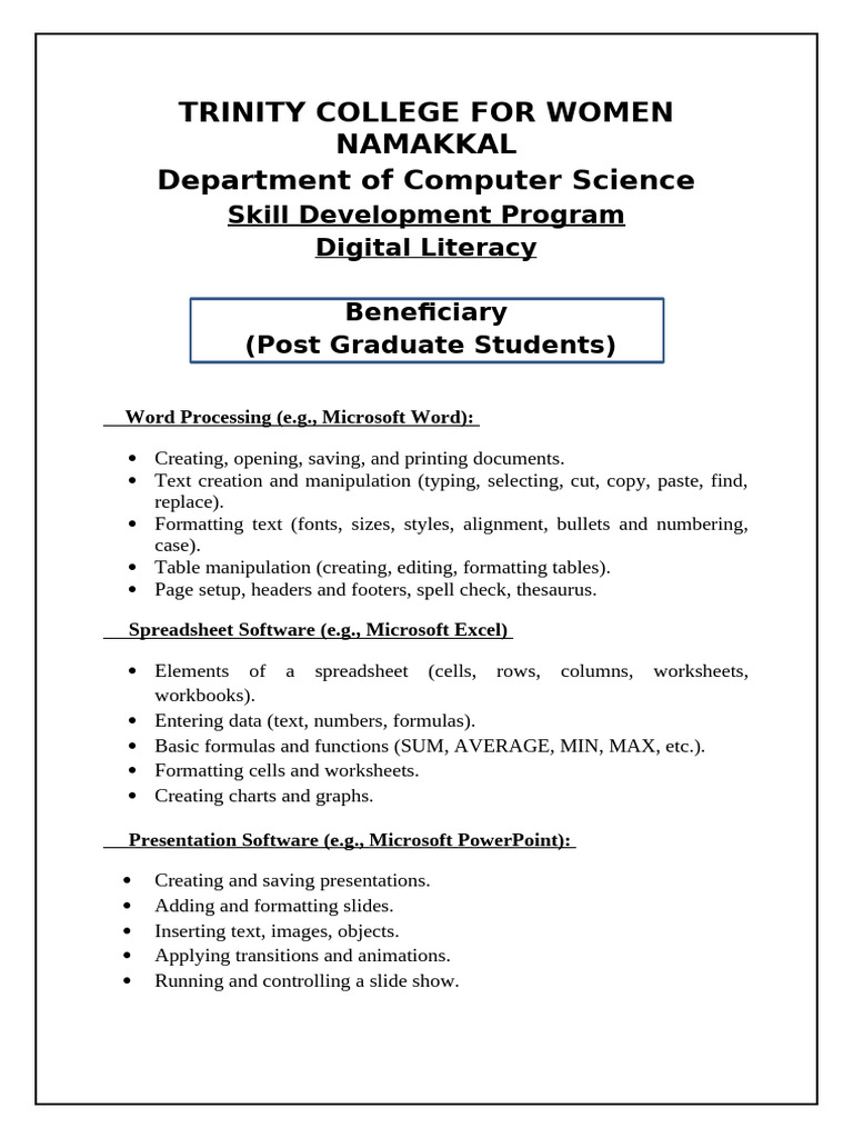 Digital Literacy Skills for Postgraduates | PDF