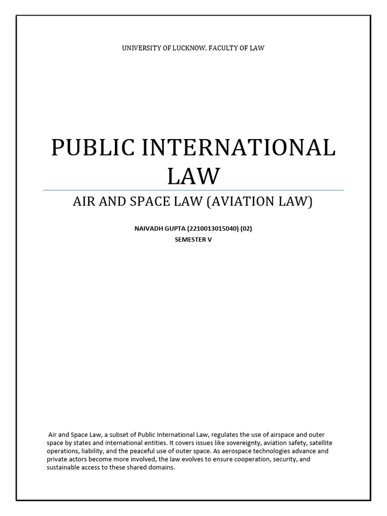 Air and Space Law Overview and Issues | PDF | Jurisdiction ...