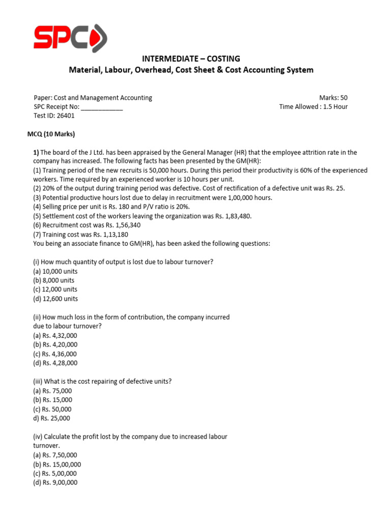 Intermediate Costing and Accounting Exam | PDF | Cost Of Goods Sold ...