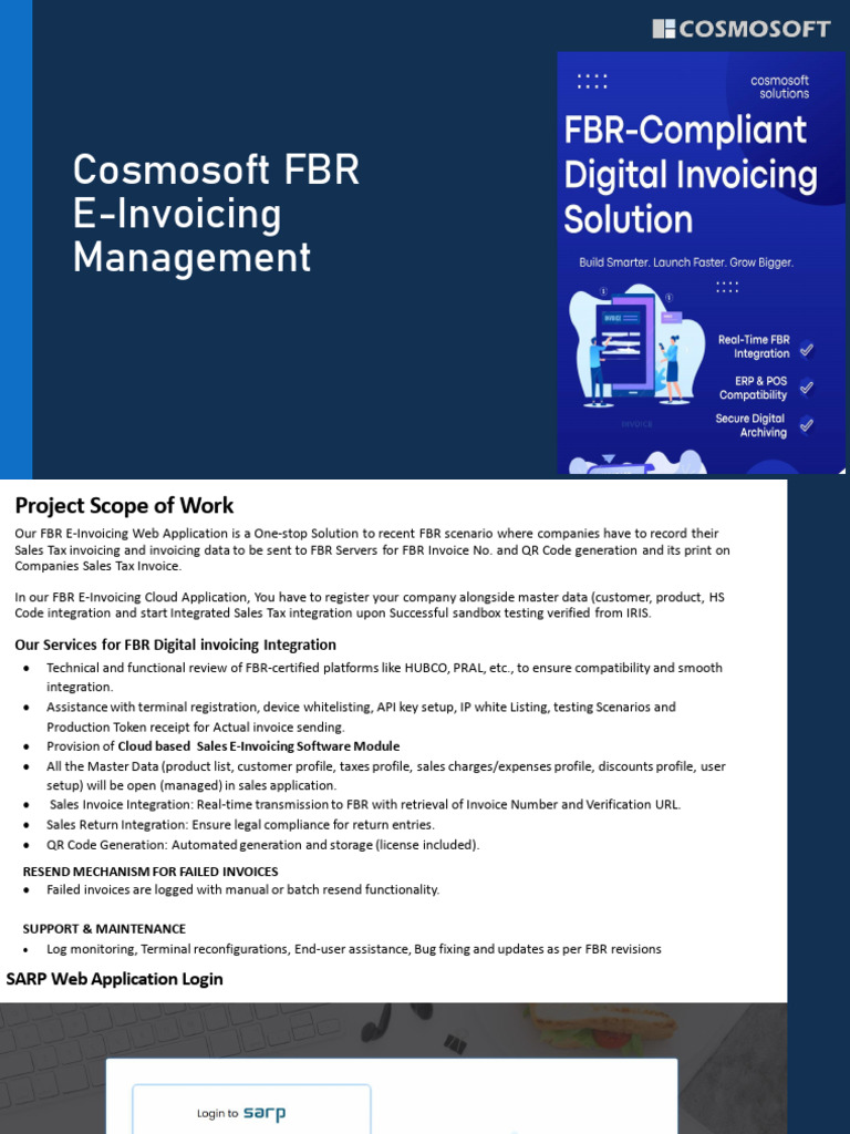 Cosmosoft FBR E-Invoicing Solutions | PDF | Invoice | Qr Code