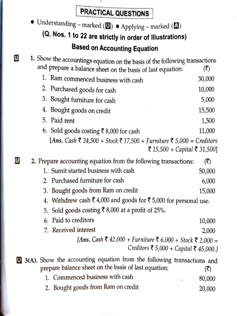 Accounting Equation Problems Class 11 | PDF | Debits And Credits ...