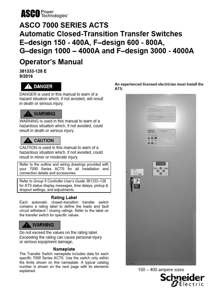 ASCO 7000 Series Transfer Switch Manual PDF Switch Electrical Wiring