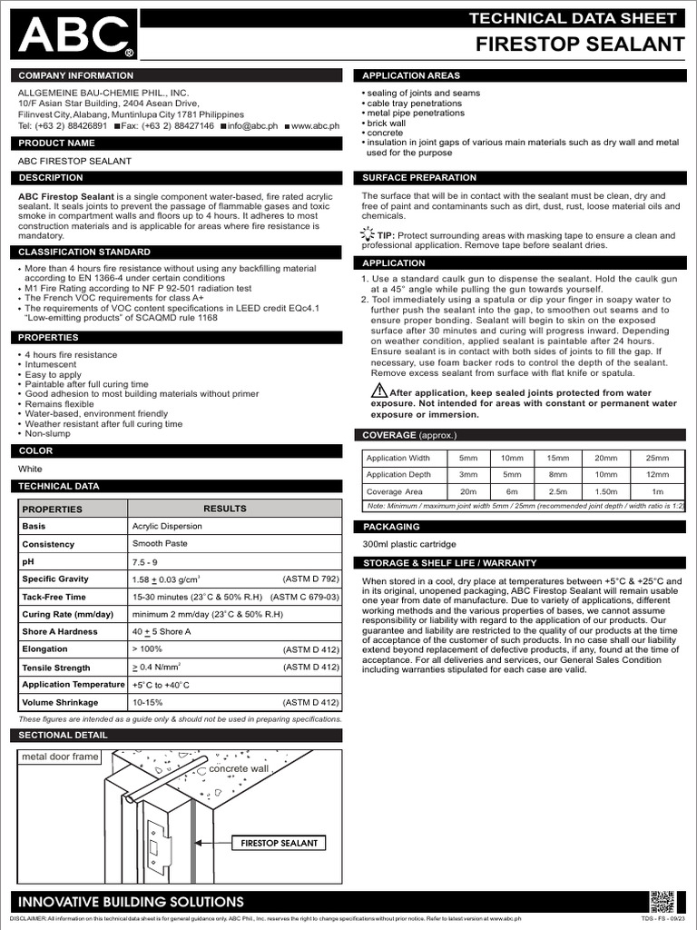 ABC Firestop Sealant Technical Data | PDF | Building Engineering ...