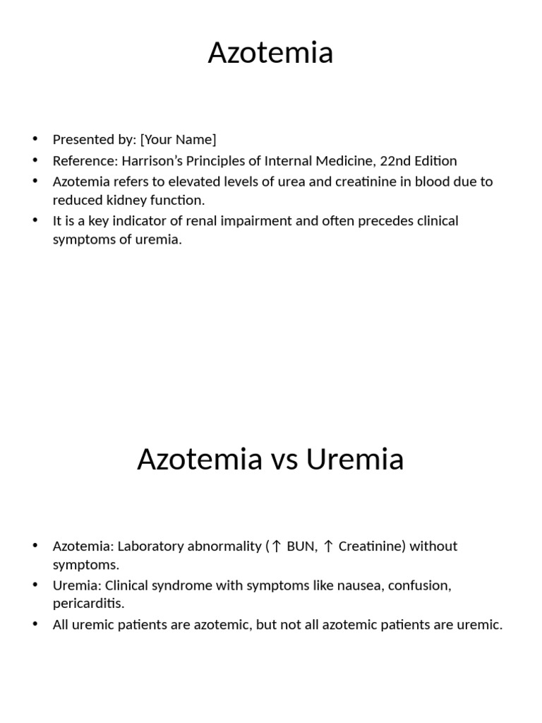 Azotemia: Types and Management Guide | PDF | Internal Medicine ...