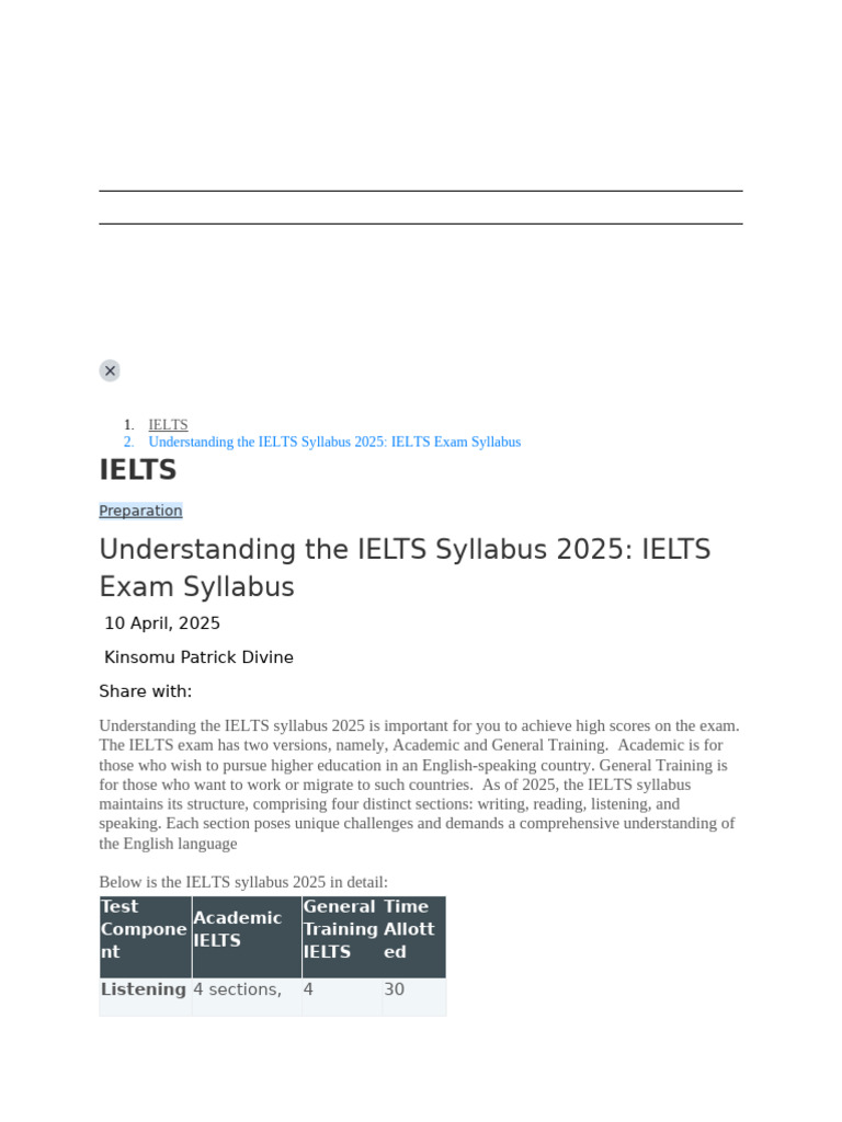Understanding The IELTS Syllabus 2025 | PDF | International English ...