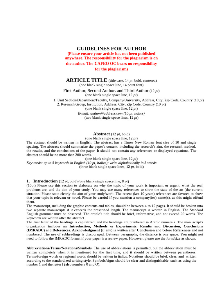 Author Guidelines for Manuscript Submission | PDF | Abstract (Summary ...