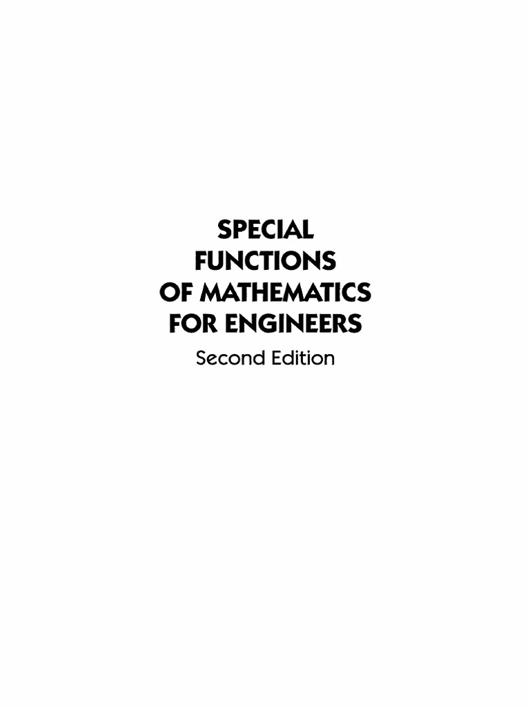Special Functions for Engineers | PDF | Series (Mathematics) | Integral