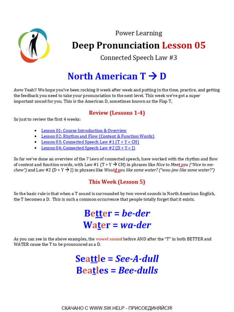 Deep Pronunciation: Flap T to D | PDF | English Language | Vowel