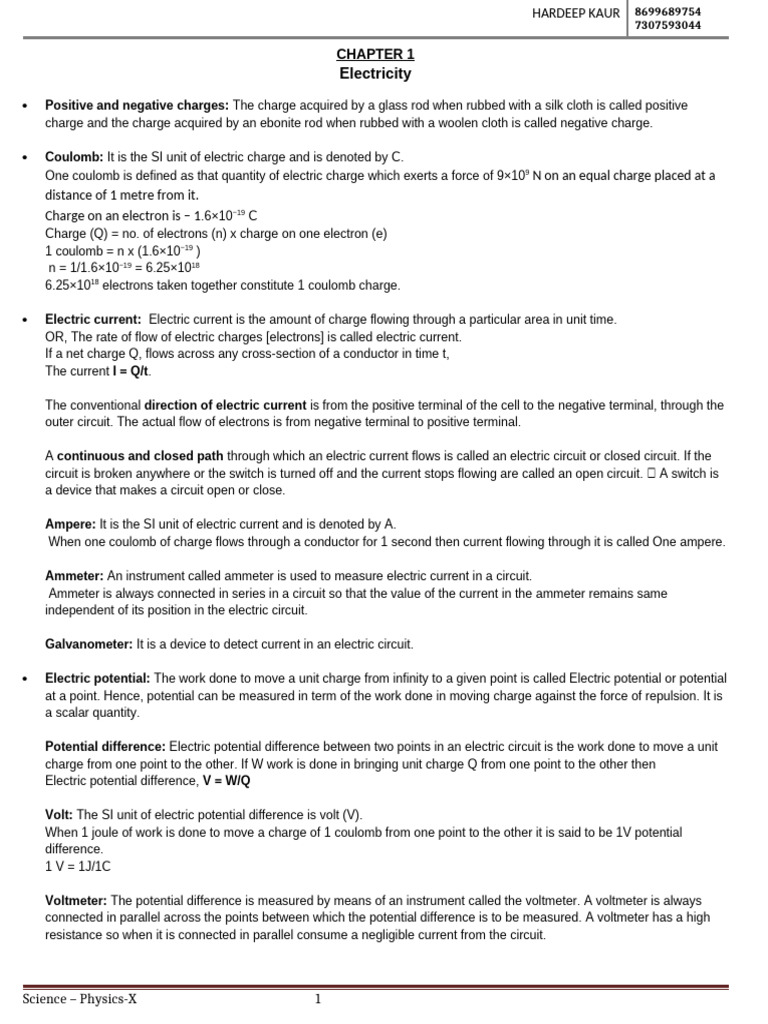 Understanding Electricity Concepts | PDF | Electrical Resistivity And ...