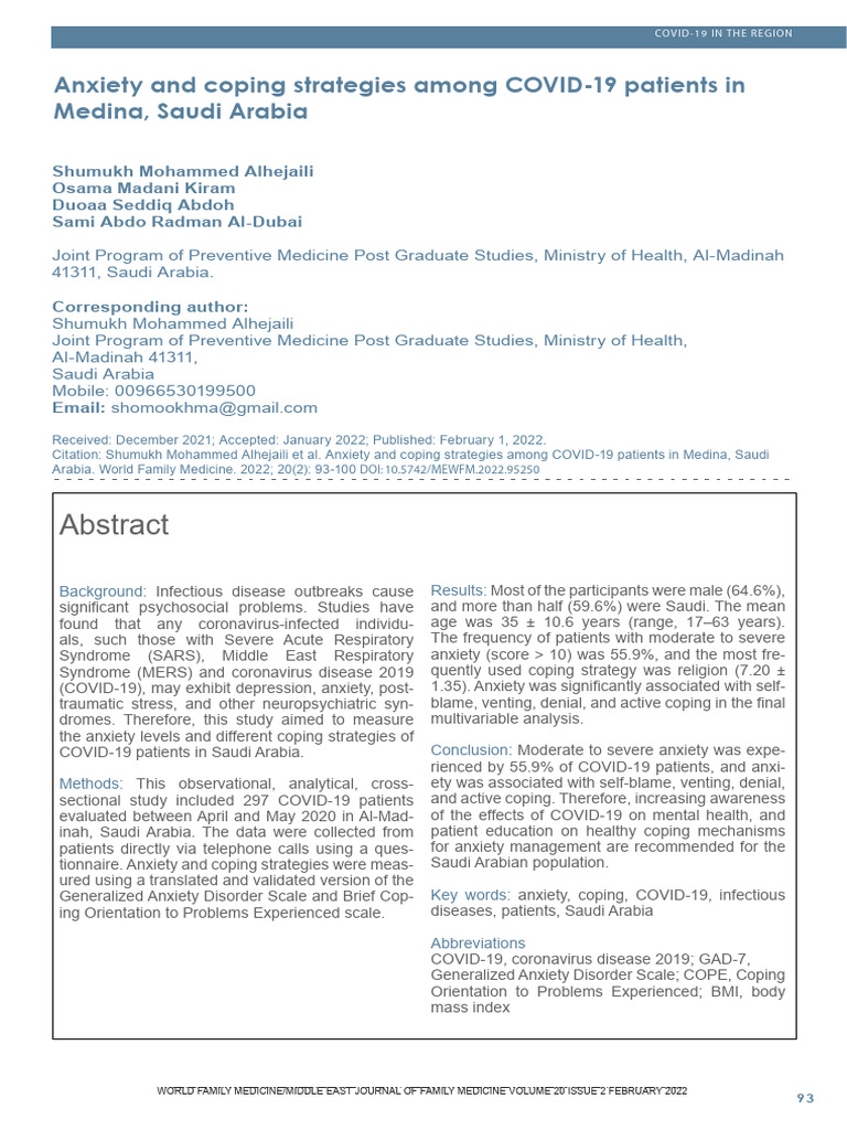 14 - Anxiety and Coping in KSA | PDF | Linear Regression | Regression ...