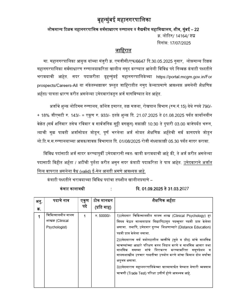 Advertisement For Different Post 2025 | PDF