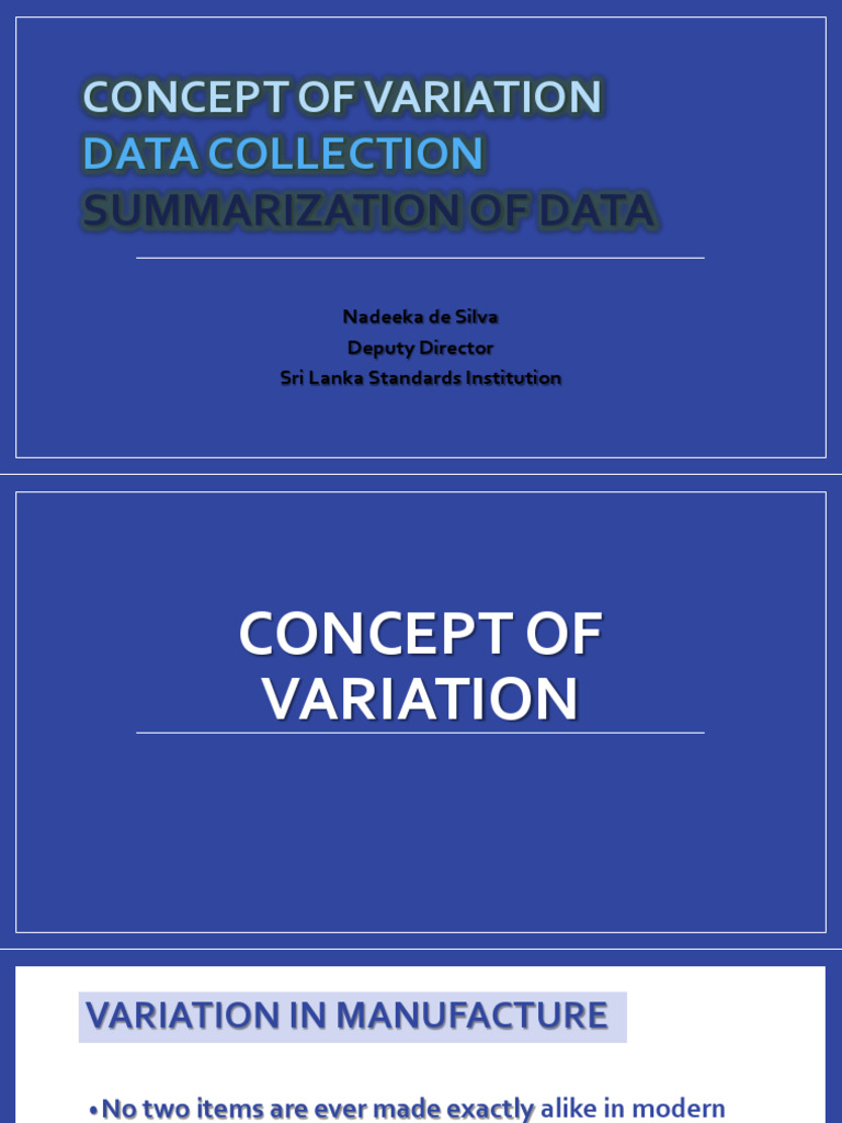 Concept of Variation, Data Collection, Summarization of Data | PDF ...