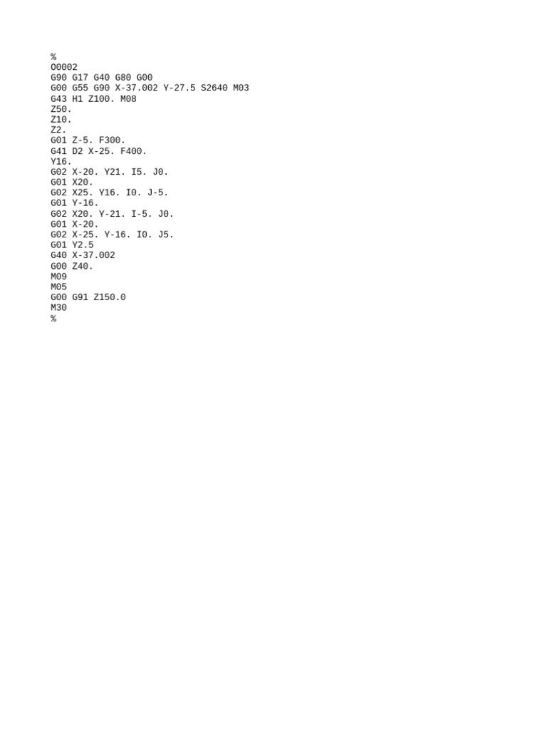 CNC Machining G-Code Program | PDF