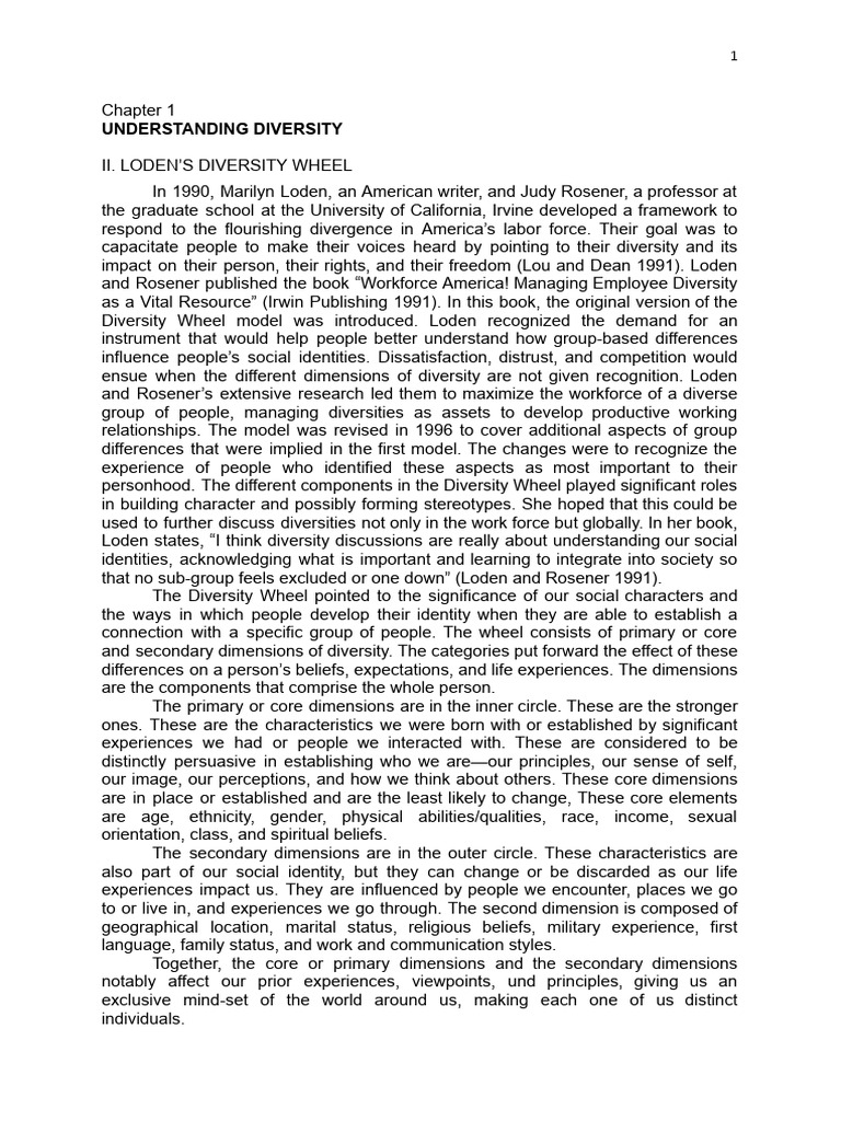 Chapter 1 - II - Understanding Diversity - LODEN-S DIVERSITY WHEEL ...