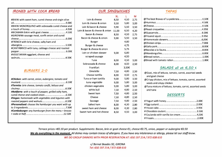 English Menu with Prices | PDF