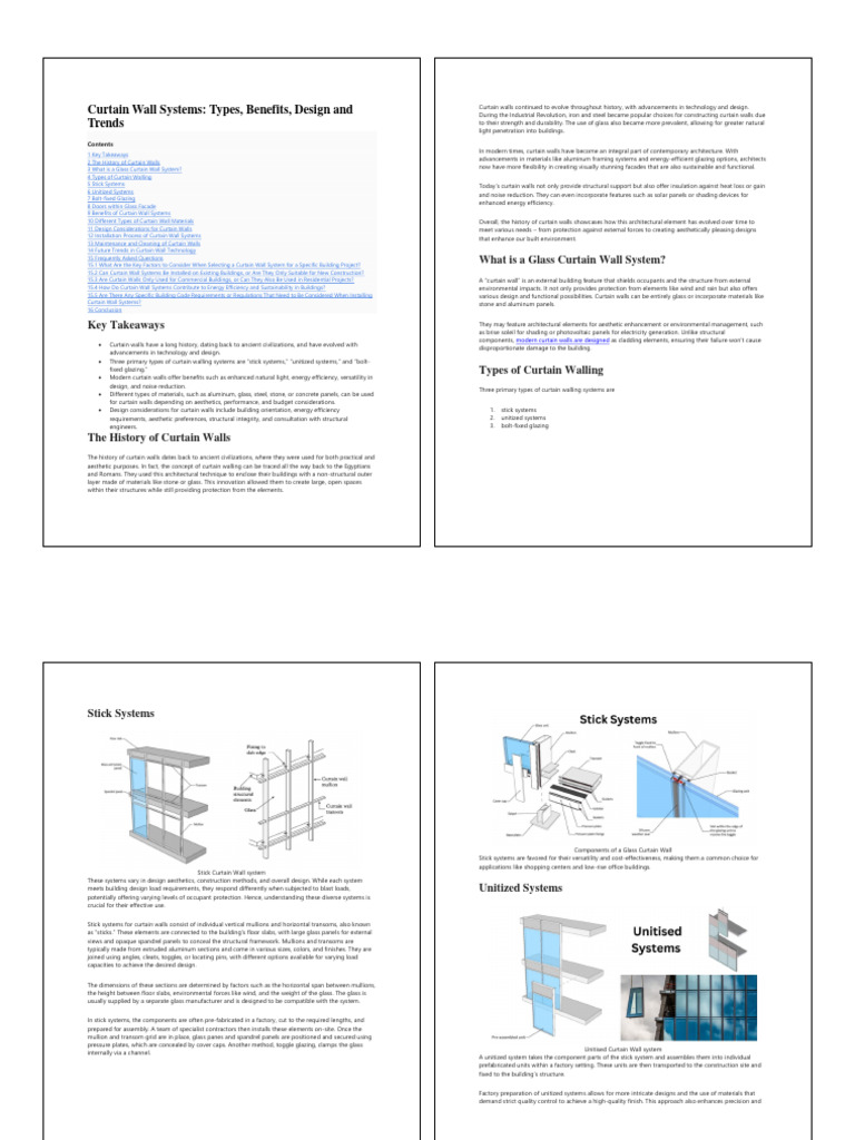 Curtain Wall Systems: Types and Benefits | PDF | Glasses | Wall