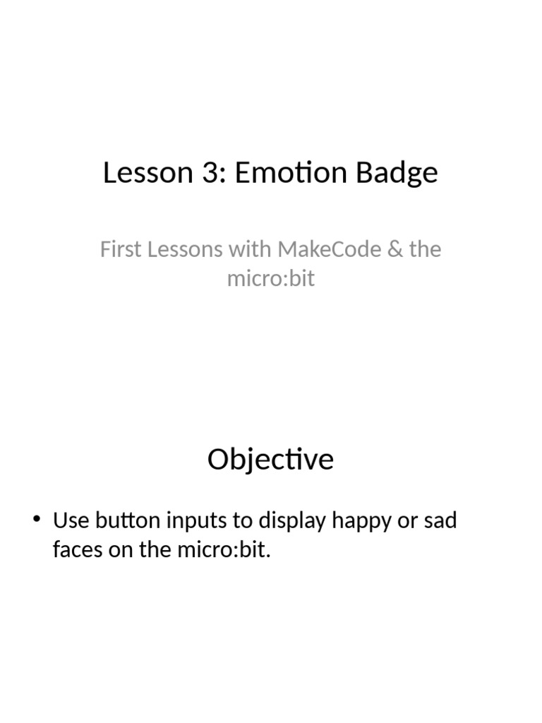 Micro:bit Emotion Badge Lesson | PDF
