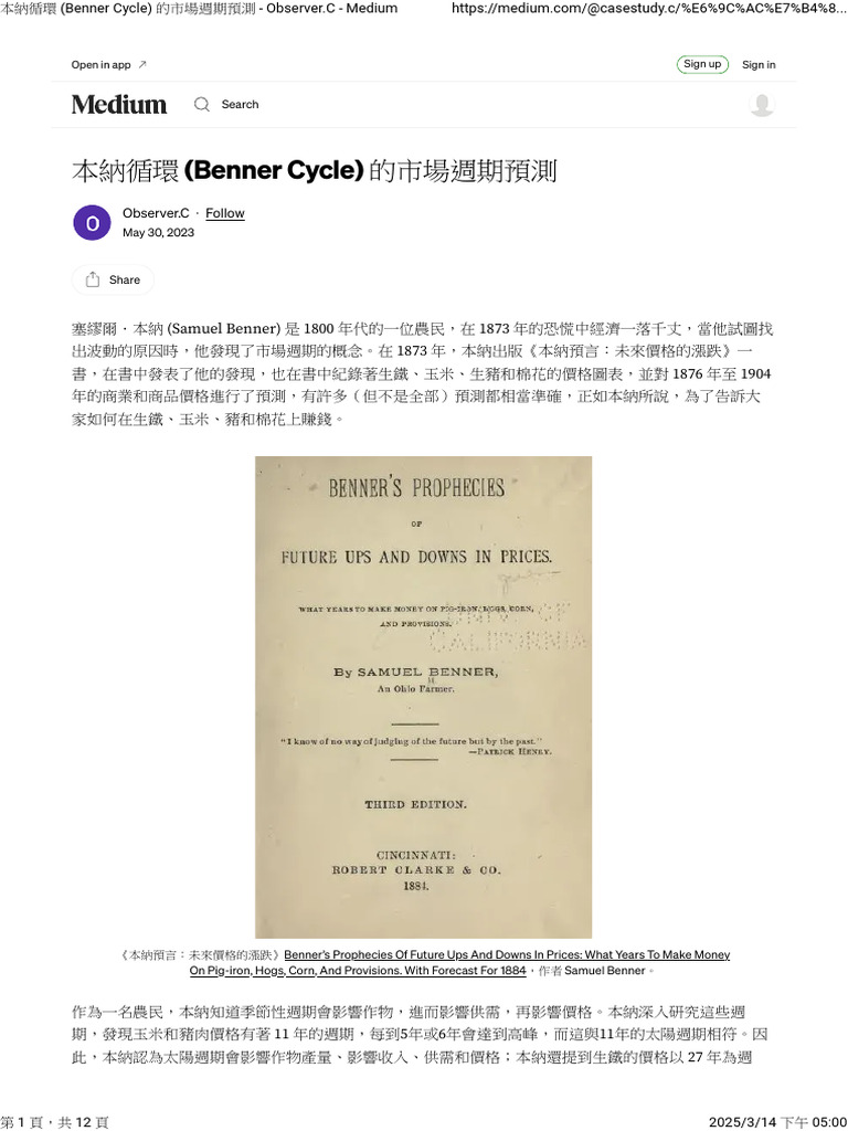 本納循環 (Benner Cycle) 的市場週期預測 - Observer.C - Medium | PDF