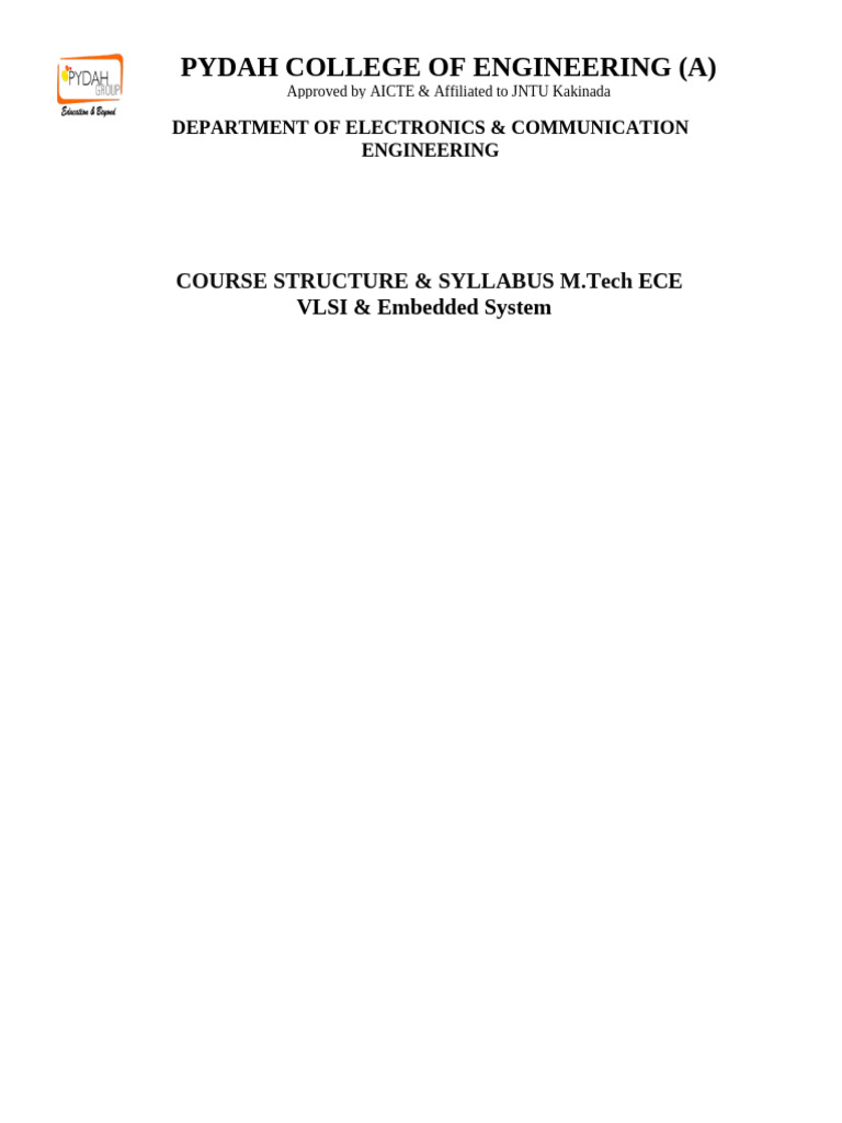 M.Tech ECE VLSI & Embedded Systems Syllabus | PDF | System On A Chip | Cmos