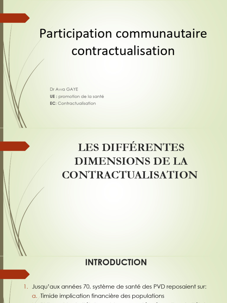 Contractualisation en santé : enjeux et principes | PDF