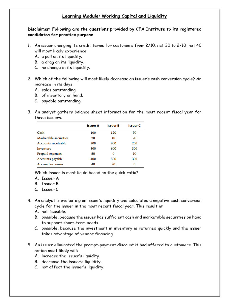 QB Working Capital and Liquidity Lyst4259 | PDF | Working Capital | Cash