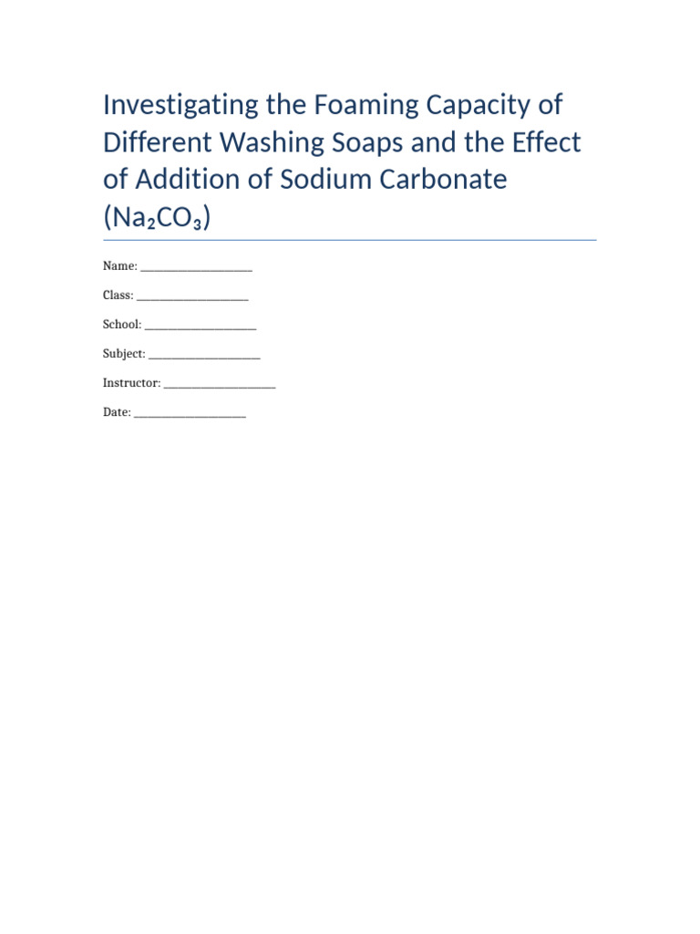 Sodium Carbonate's Impact on Soap Foam | PDF | Soap | Sodium Carbonate