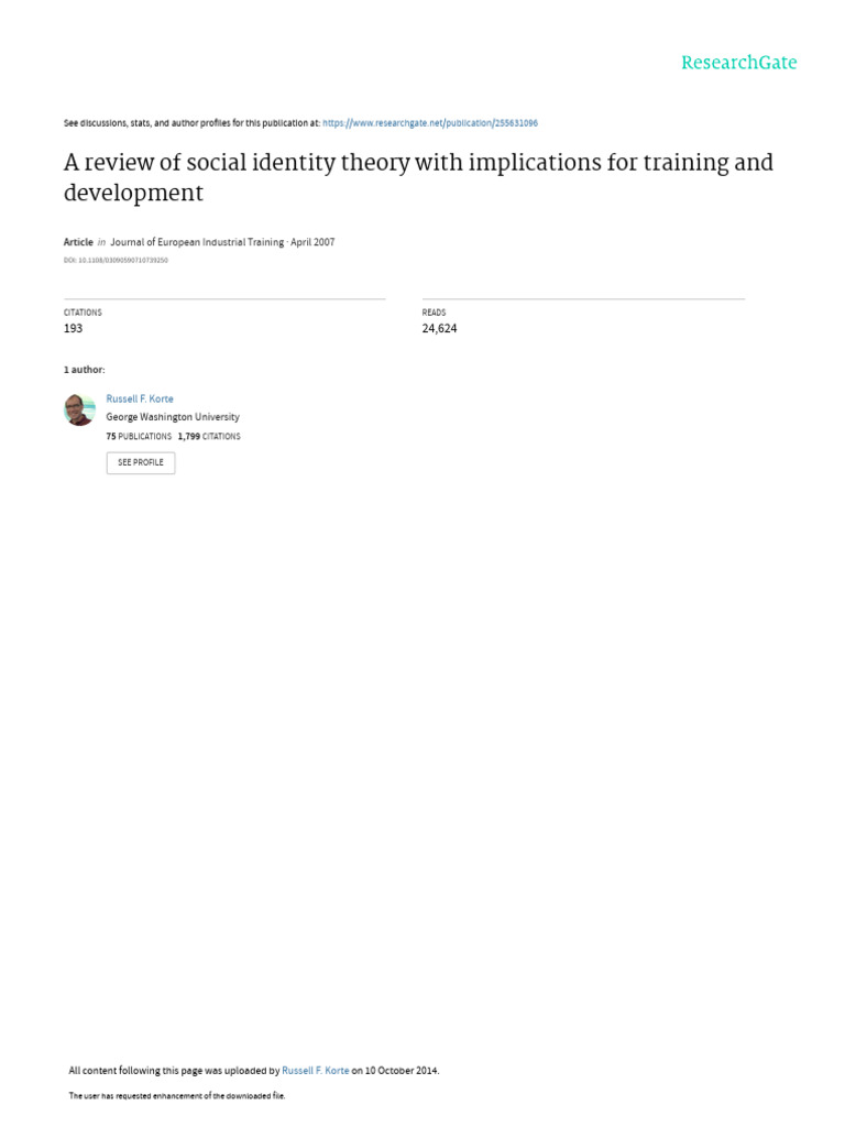 A Review of Social Identity Theory With Implicatio | PDF | Stereotypes ...