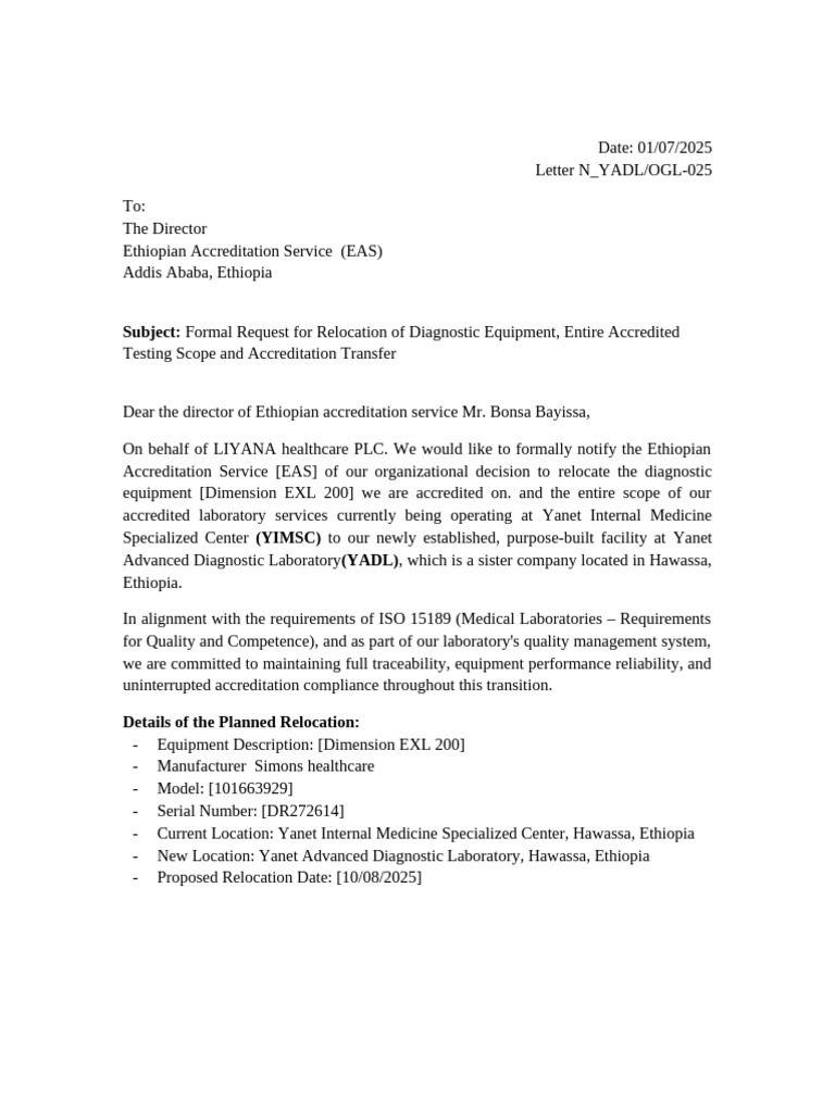 LIYANA Healthcare PLC. Official Notification Letter T EAS | PDF ...