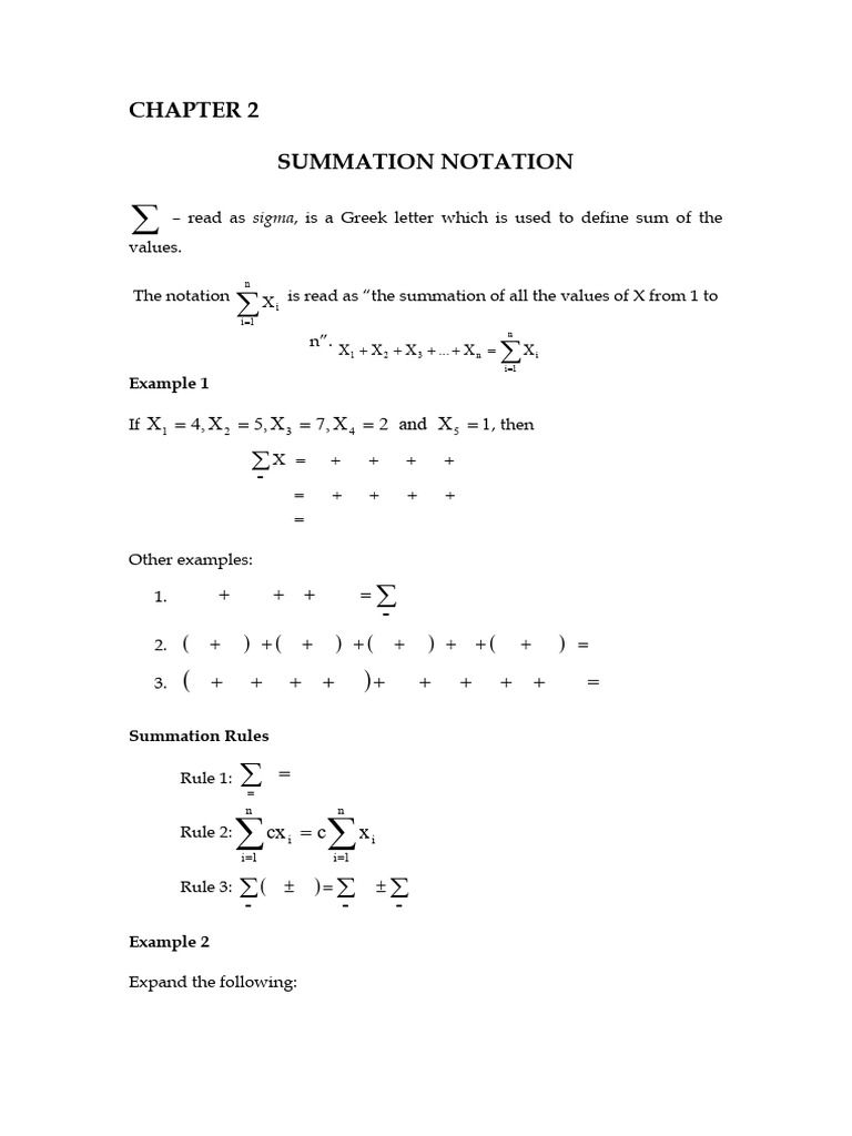 Module 2 (Summation Notation) | PDF | Summation | Mathematics