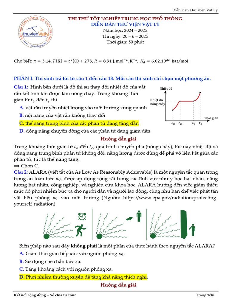 Đáp án chi tiết thi thử TVVL 2025 | PDF