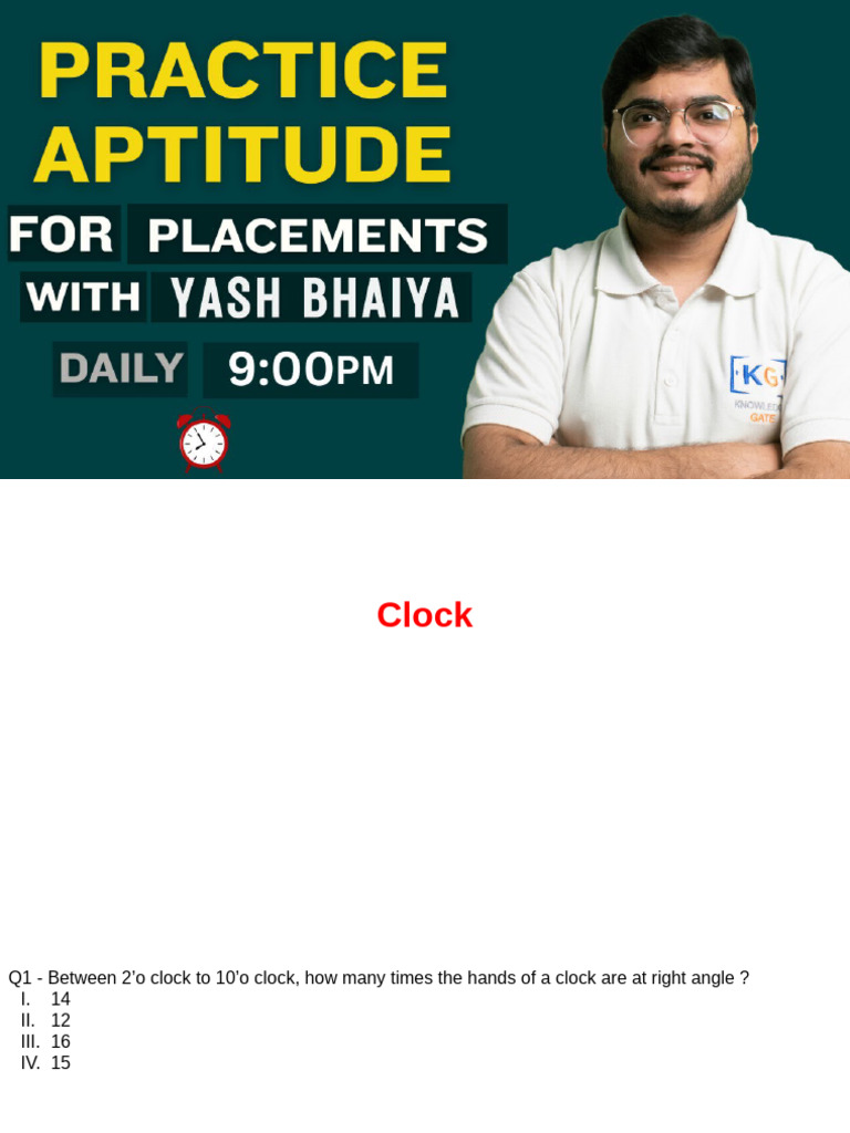 Clock Aptitude Questions and Answers | PDF