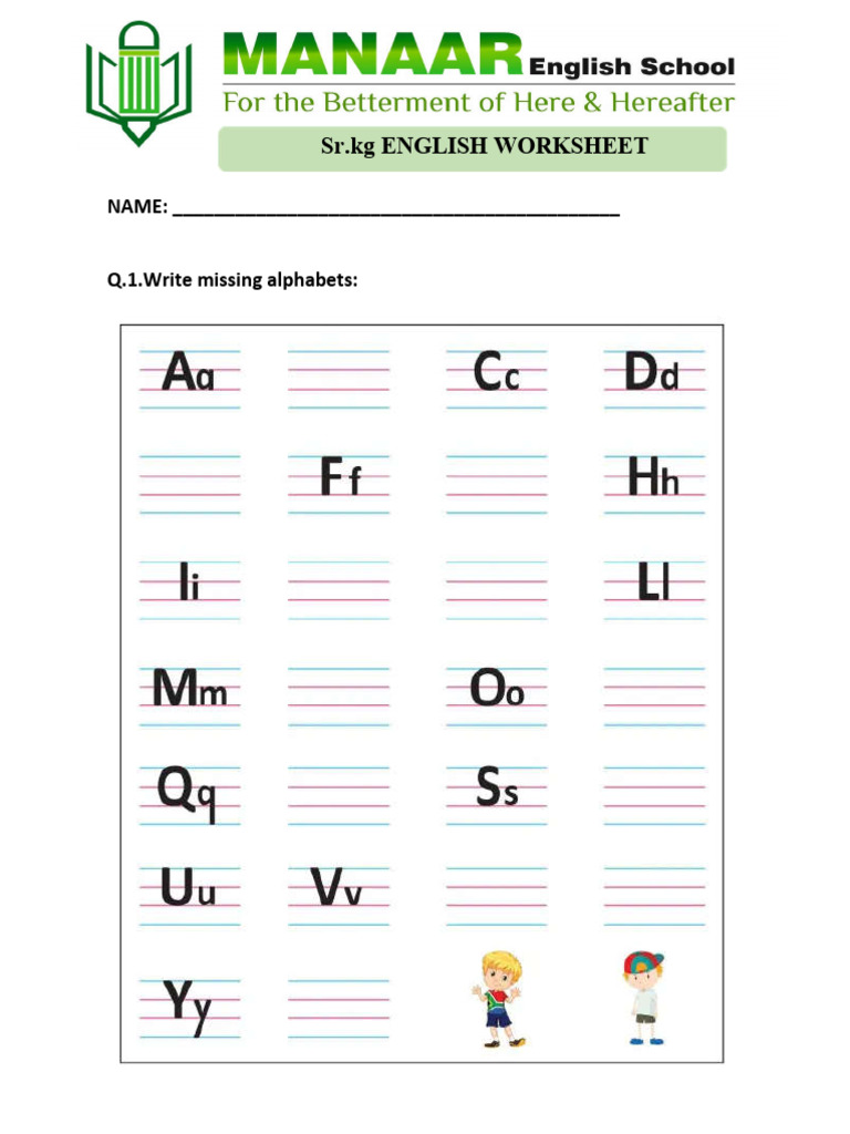 Sr Kg English Worksheet Ruk 28 07 25 Pdf