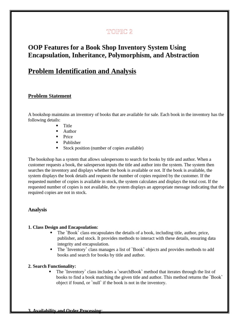 OOP Book Shop Inventory System | PDF | Method (Computer Programming ...