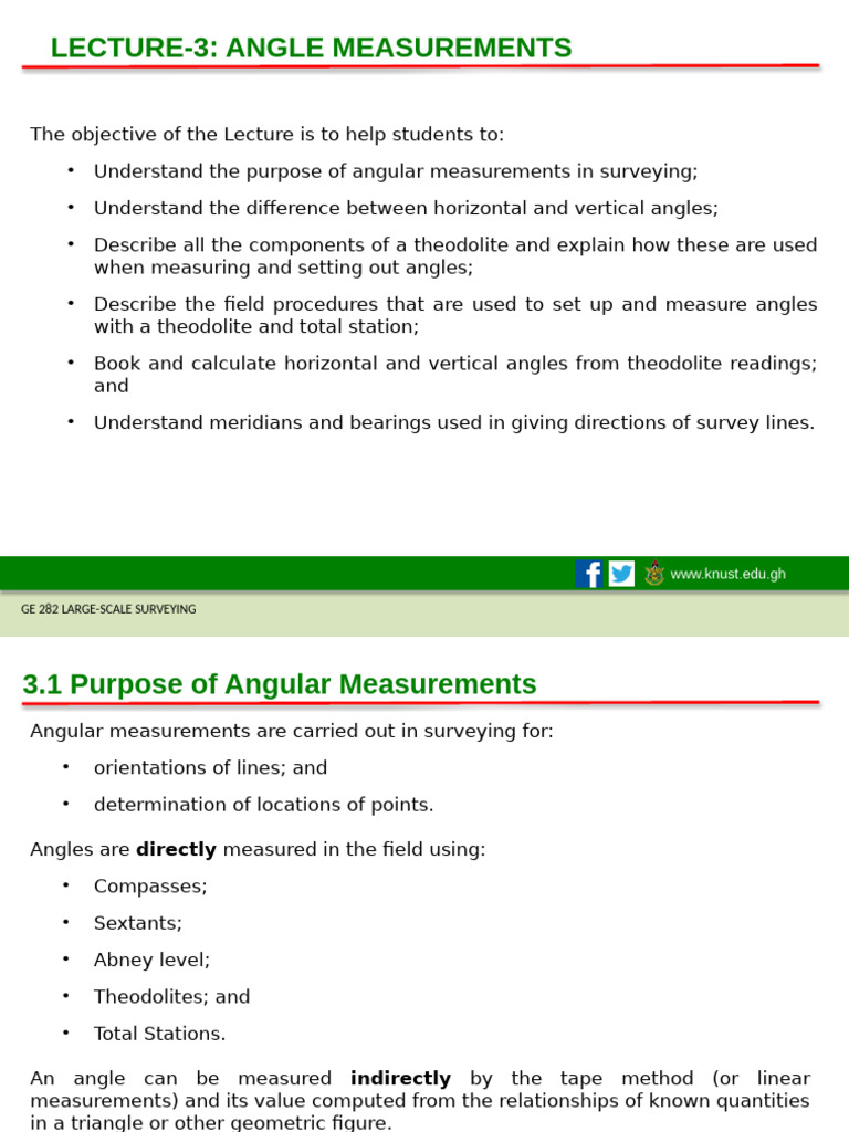 Angular Measurements in Surveying | PDF | Angle | Slope