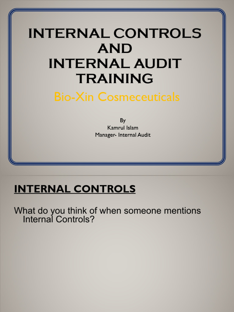 Internal Controls and Audit Training Guide | PDF | Internal Control | Audit