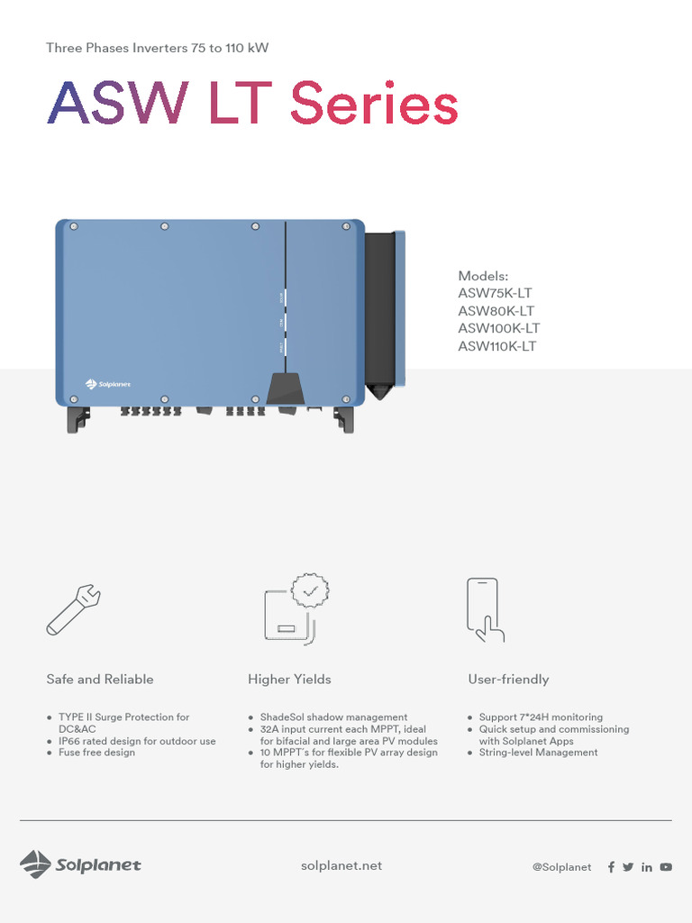 Solplanet ASW LT Series Inverter Datasheet | PDF | Power Inverter ...