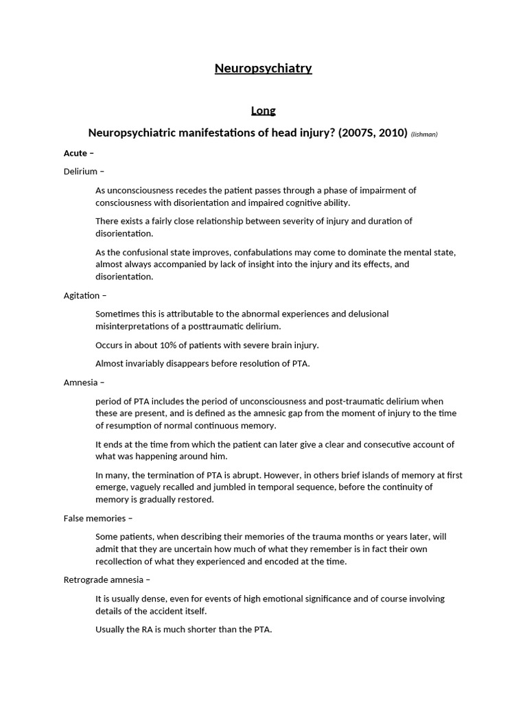 Neuropsychiatry (Including Epilepsy, Sleep and Headache) | PDF ...