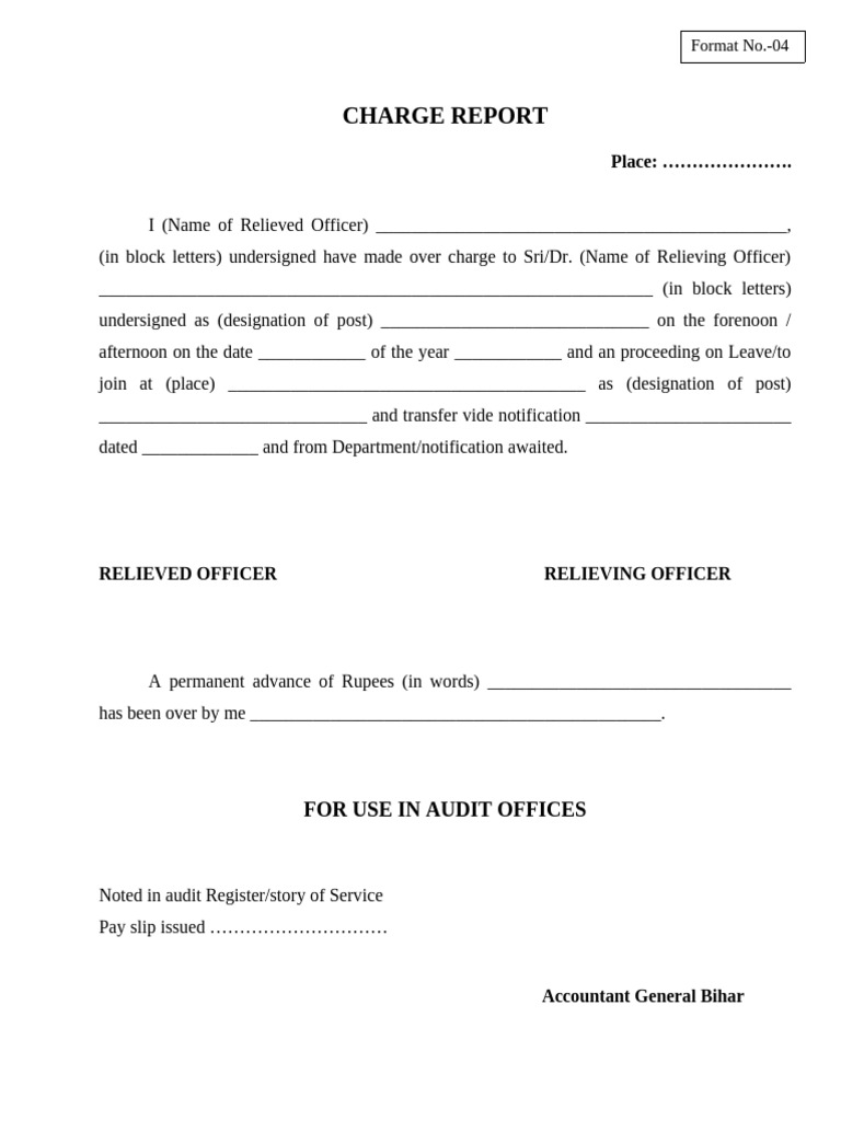 Charge Report Form for Officers | PDF