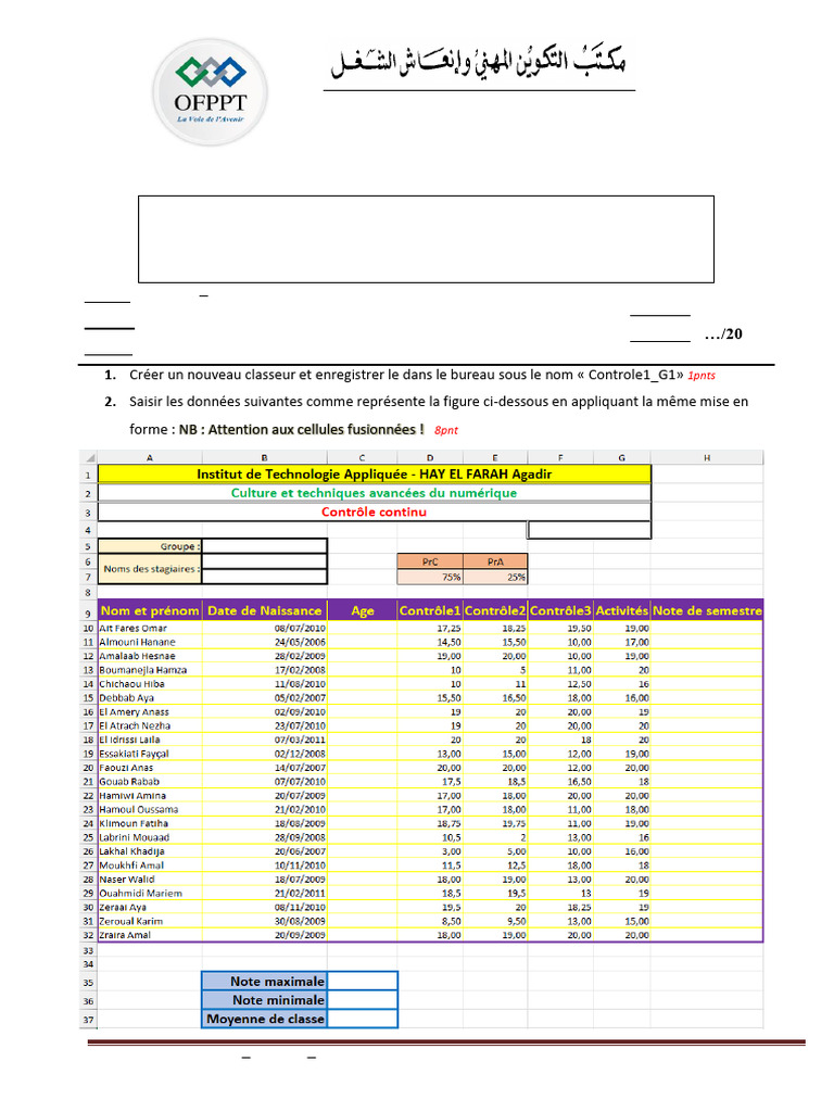 Contrôle Pratique AAOG : Excel 2024 | PDF | Échecs | Théorie (échecs)