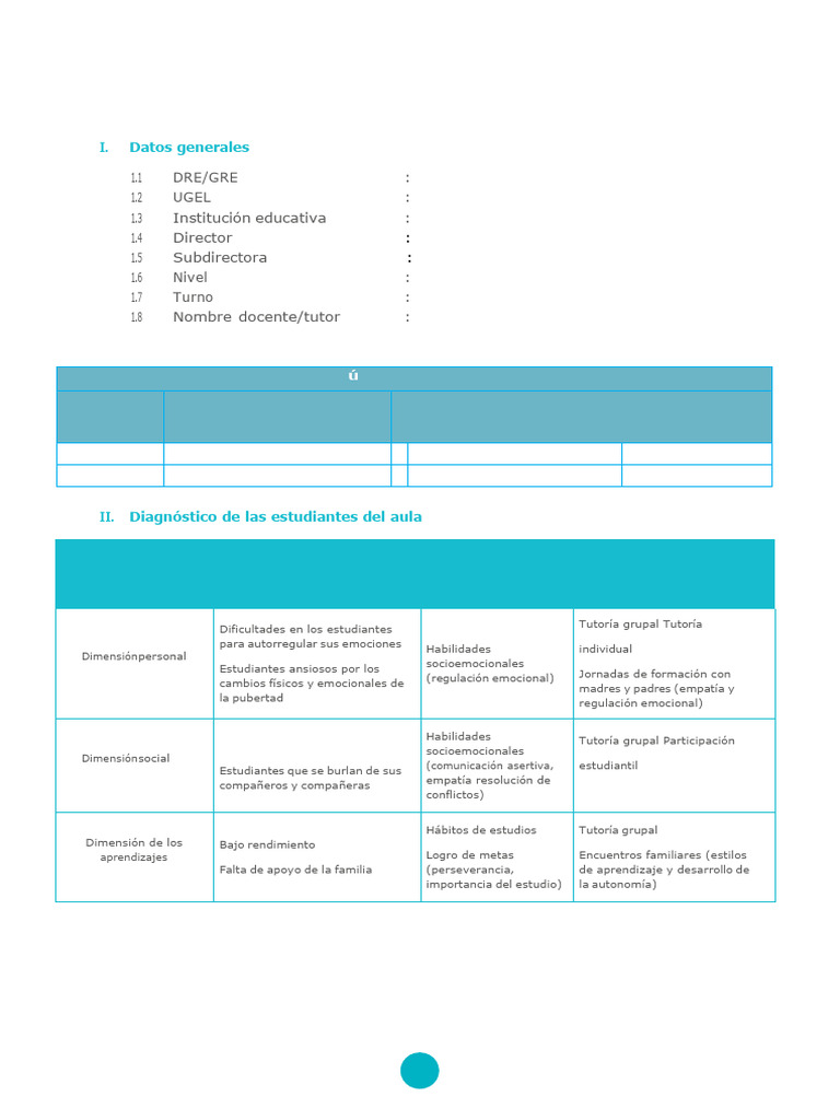 Plan Tutorial de Aula: Estrategias Socioemocionales | PDF | Las ...
