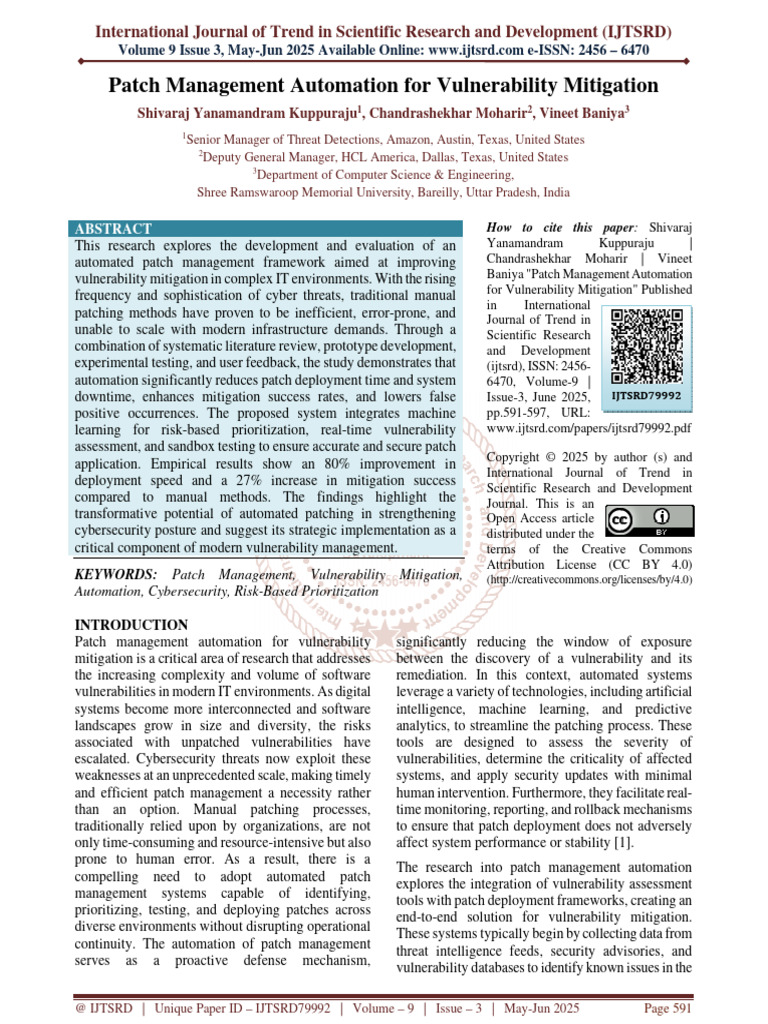 Patch Management Automation For Vulnerability Mitigation | PDF ...