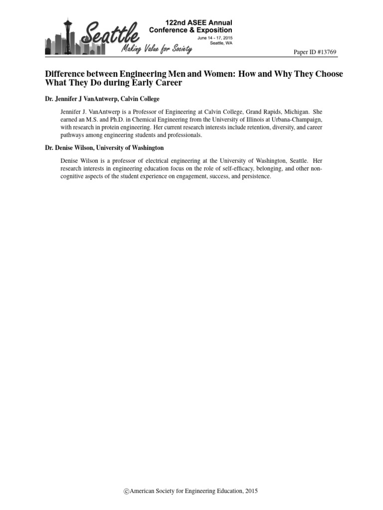 Gender Differences in Early Engineering Careers | PDF | Motivation ...