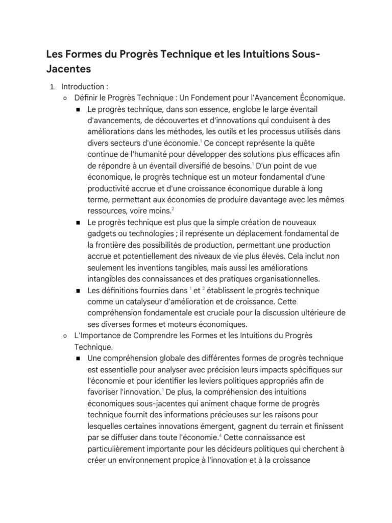 Formes et Impacts du Progrès Technique | PDF | Innovation | Changement ...