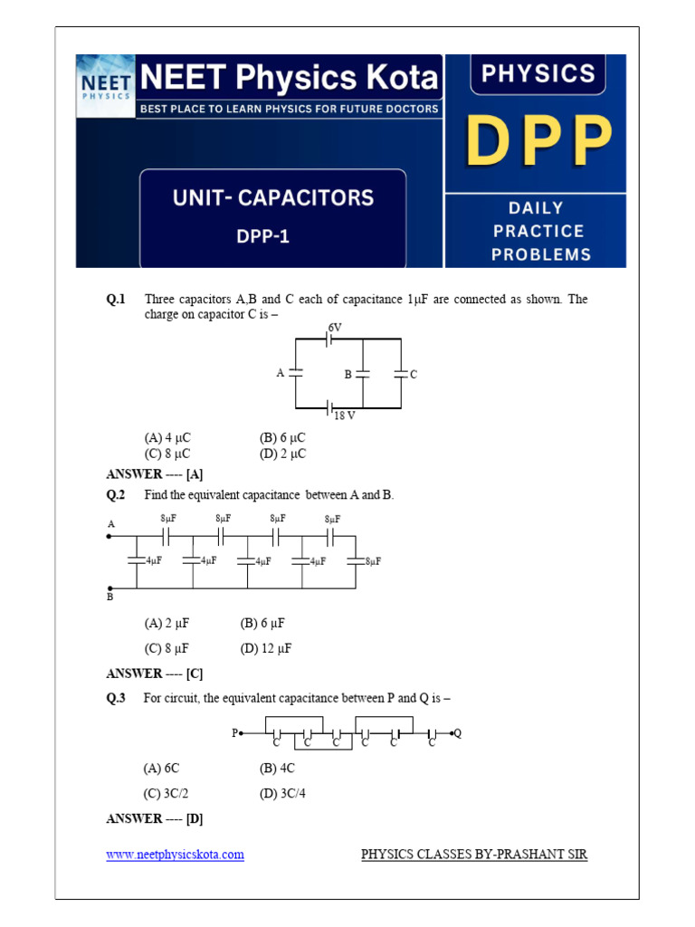 Capacitor Circuit Problems and Solutions | PDF | Capacitor | Capacitance