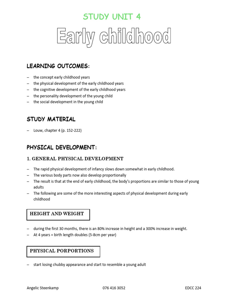 Early Childhood Development Insights | PDF | Thought | Recall (Memory)