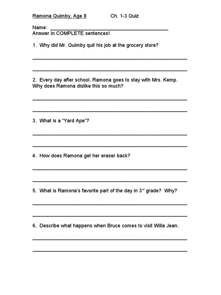 Ramona Quimby Age 8
