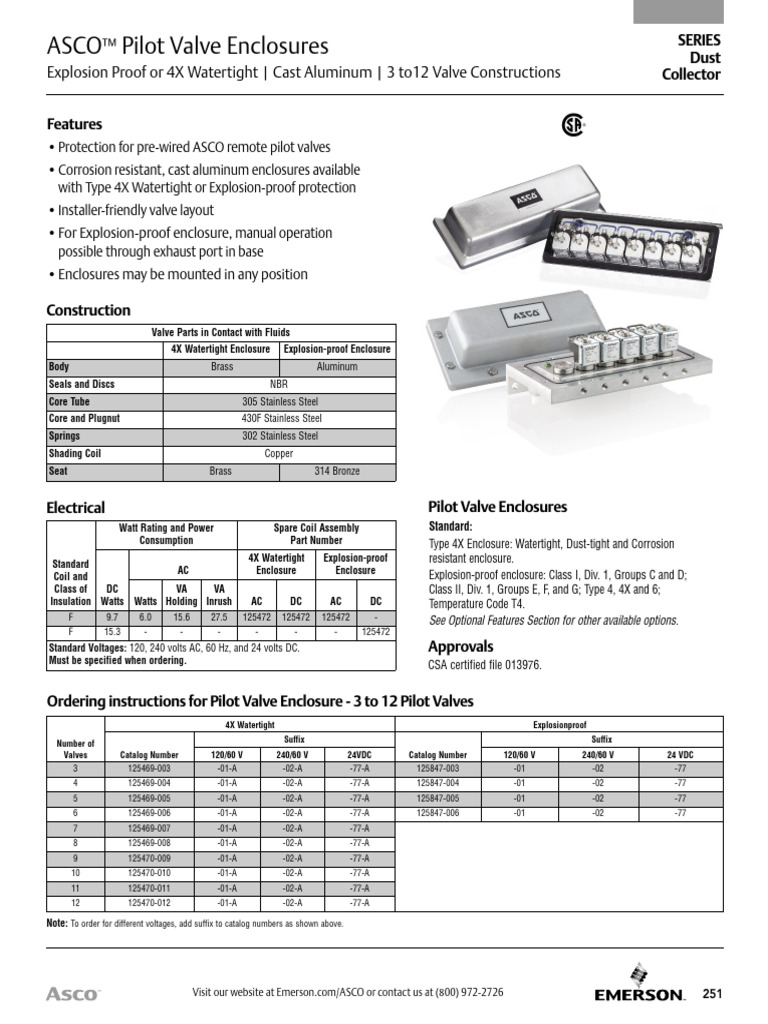 Asco Pilot Valve Enclosures Catalog Sheet en 4276288 | PDF ...